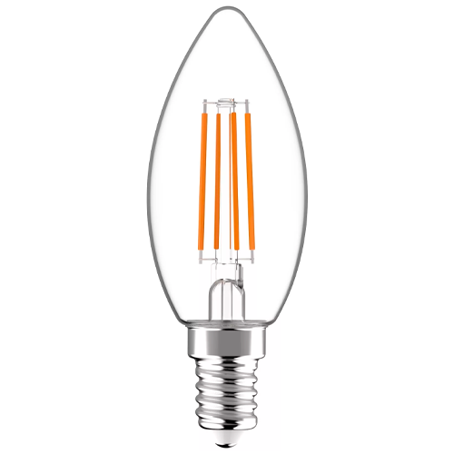 LED bulb E14, C35, 6.5W, 806lm, 2700K, filament
