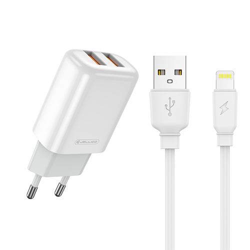 Fast charging power adapter with 2 x USB and Lightning cable