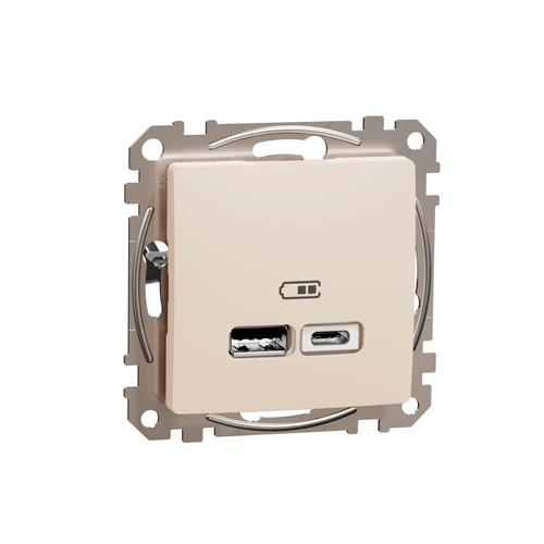 Встраиваемое 2-местное зарядное устройство USB А+C, механическое SEDNA Design