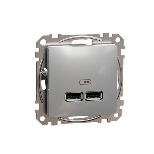 Встраиваемое 2-местное зарядное устройство USB А+А, механическое SEDNA Design