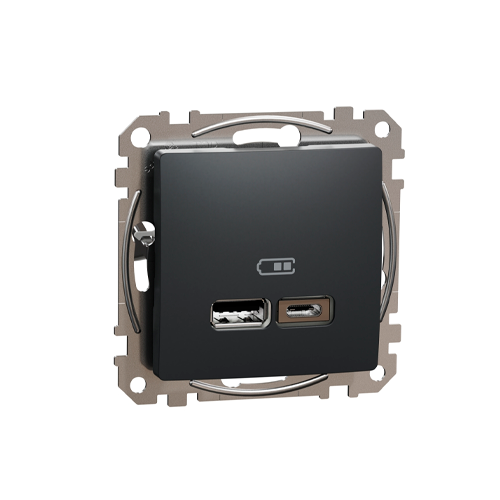 Встраиваемое 2-местное зарядное устройство USB А+C, механическое SEDNA Design