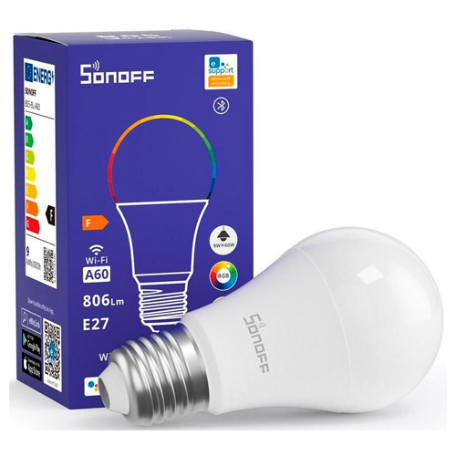 Умная LED лампа E27, A60, 9W, Tunable white + RGB