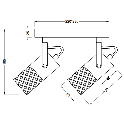 Ceiling lamp TOSH, excl. 4 x E14, max. 40W