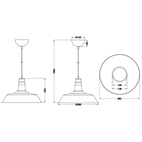 Piekaramā lampa WILL, excl. 1x E27, max. 60W