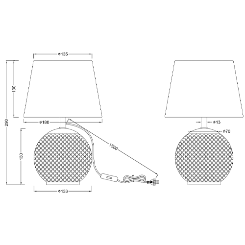 Table lamp JONNA, excl. 2 x E14, max. 10W