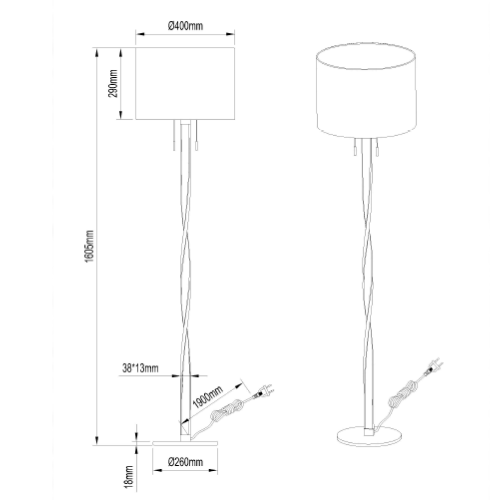 Stāvlampa NANDOR, 2 x 7W, 2 x 700lm, 3000K, 160 cm