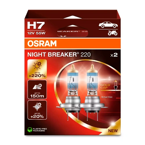 Halogēna spuldzes H7, NIGHT BREAKER 220 sērija, 55W, 12V