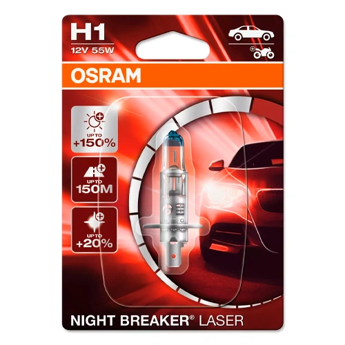 Halogēna spuldze H1, 55W, 12V, 3400K, NIGHT BREAKER LASER sērija