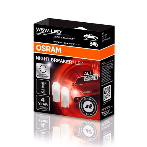 LED лампы W5W, 1W, 12V, 5700K, NIGHT BREAKER LED серия