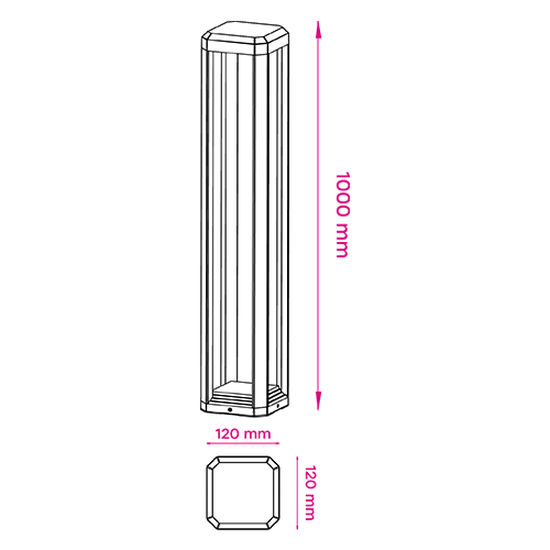 Outdoor decorative dimmable pole 100cm, 12W, 3000K, IP65