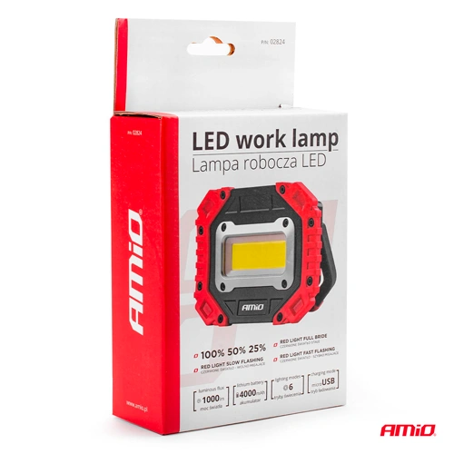 LED Worklight WT14, 1000Lm, 6500K + red, 4000mAh