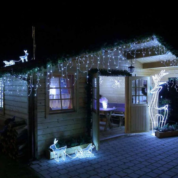 Christmas garland - icicles with crystals for facades and indoors