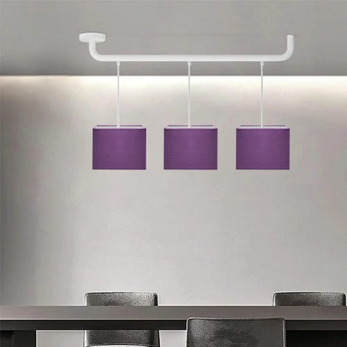 Ceiling lamp PIPE with lampshades purple