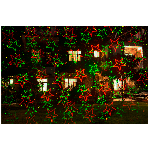 Waterproof laser projector for garden and home - projection of snowflakes and stars