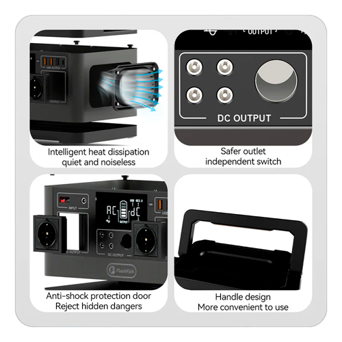 3in1 Solar 500W Portable Power Station P63, 520Wh, 3 charging options, 11 outlets for charging