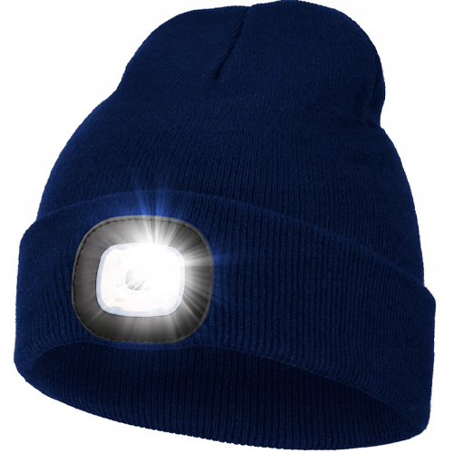 Cepure ar LED lukturi 150Lm, IP44, USB, tumši zila