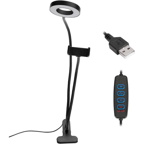 LED Selfie lampa ar klipsi 5W, CCT, 24LED, Ø9 cm