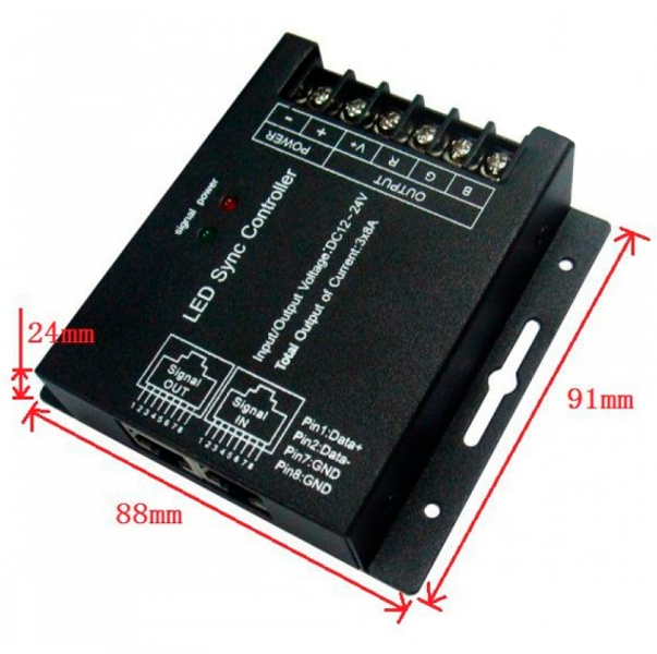 Контроллер светодиодной ленты RGB с пультом 12В-24В 8А