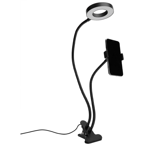 LED Selfie lampa ar klipsi 5W, CCT, 24LED, Ø9 cm