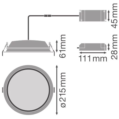 LED Iebūvējams gaismeklis 25W 3000K DOWNLIGHT ALU DN