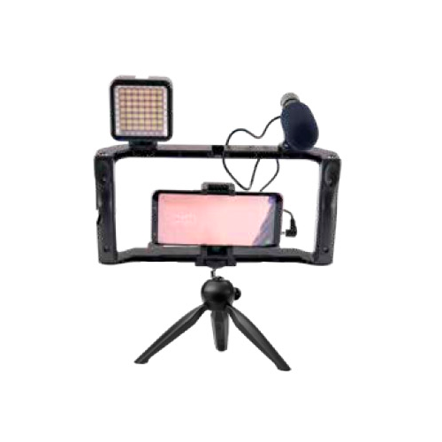Selfie lamp set with stand, phone holder, microphone