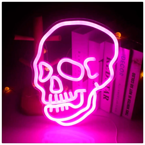 LED световая вывеска - SKULL, Неон, белый