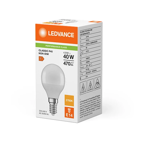 LED лампа E14, P45, 4.9W, 470lm, 2700K