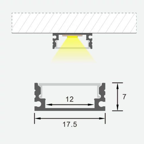 Anodēts alumīnija profils LED lentei HB-17.5X7M