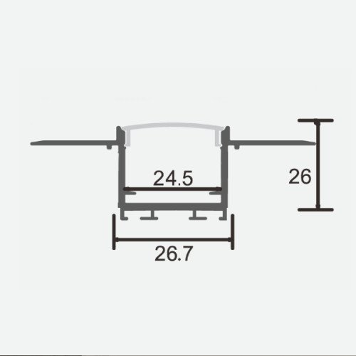 Anodēts alumīnija profils 1-2 LED lentes rindām HB-26.7X26