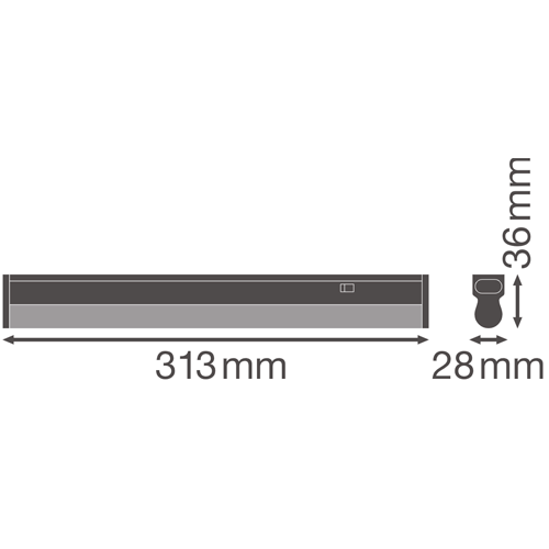 LED линейный светильник 30cm, 4W, 3000K, IP20 LINEAR COMPACT SWITCH
