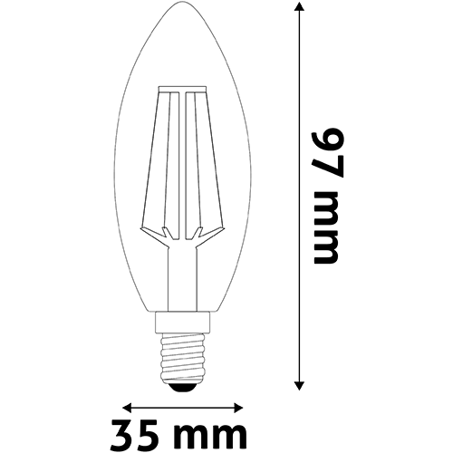 LED лампа E14, C35, 6.5W, 806lm, 2700K, filament