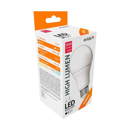 LED лампа E27, A60, 9.5W, 1055lm, 4000K