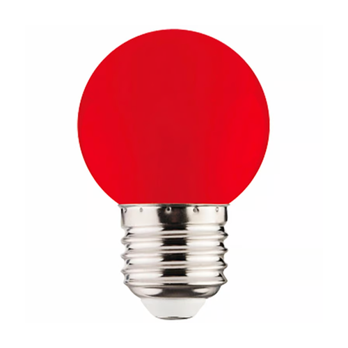 LED лампа E27, G45, 1W, 34lm, красная