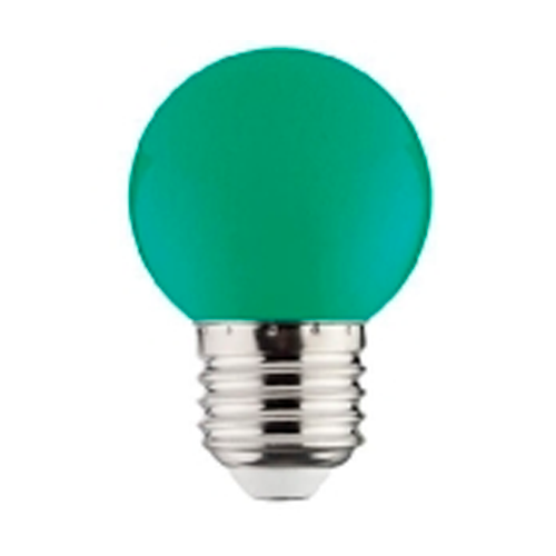 LED лампа E27, G45, 1W, 68lm, зелёная