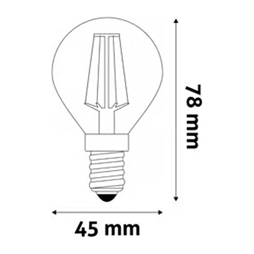 LED spuldze E14, P45, 6W, 806lm, 2700K, filament