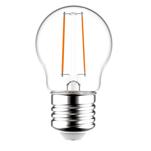 LED лампа E27, G45, 2.5W, 250lm, 2700K, filament