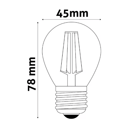LED spuldze E27, G45, 6W, 806lm, 2700K, filament
