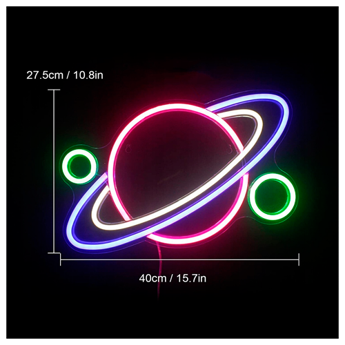 LED light sign - PLANET, Neon, multicolored