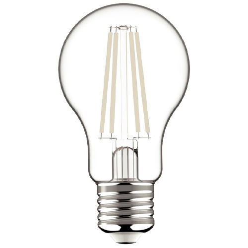 LED spuldze E27, A60, 8.5W, 1055lm, 2700K, white filament