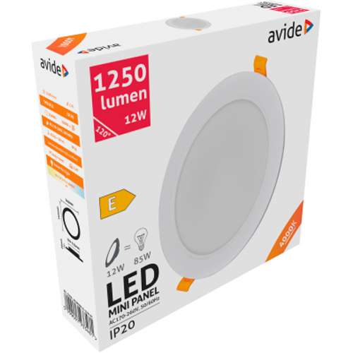 Встраиваемая LED панель 12W, 4000K, 1250Lm, Ø 145 мм