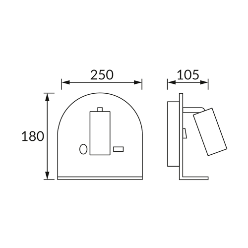 Wall lamp MOBI WLL, excl. GU10, max 35W