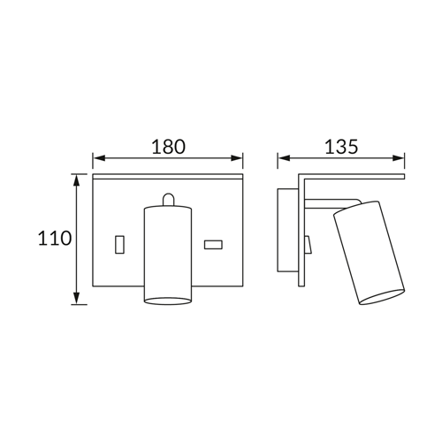 Wall lamp FONO WLL, excl. GU10, max 35W