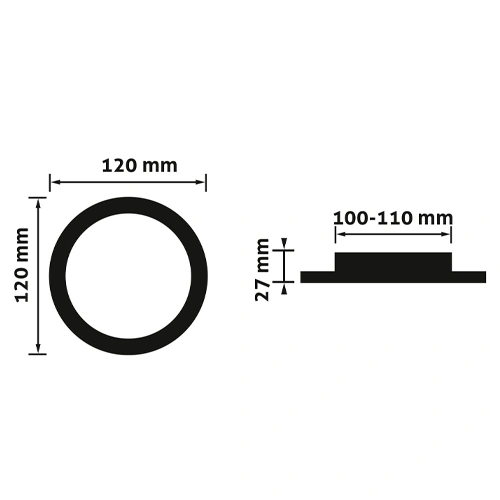 LED встраиваемая панель 9W, 3000K, IP20, Ø120x27 mm