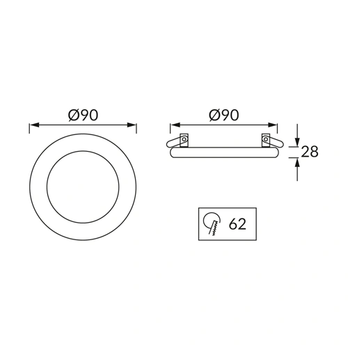 Built-in lamp RIANA C, excl. GU10, max 50W, Ø90x28 mm