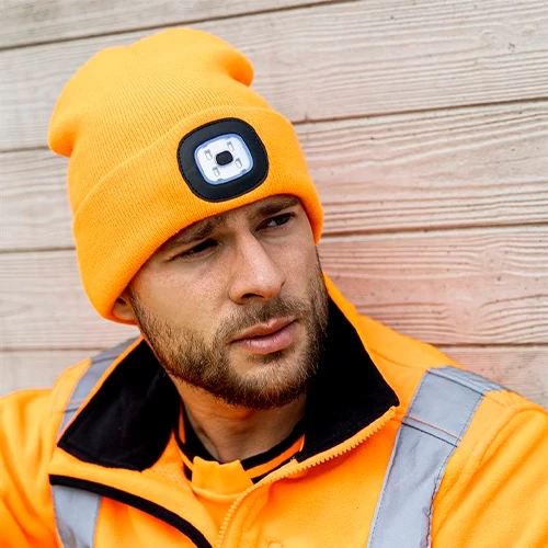 Hat with LED light 150Lm, IP44, USB, orange