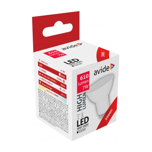 LED bulb GU10, 100°, 7W, 610lm, 3000K