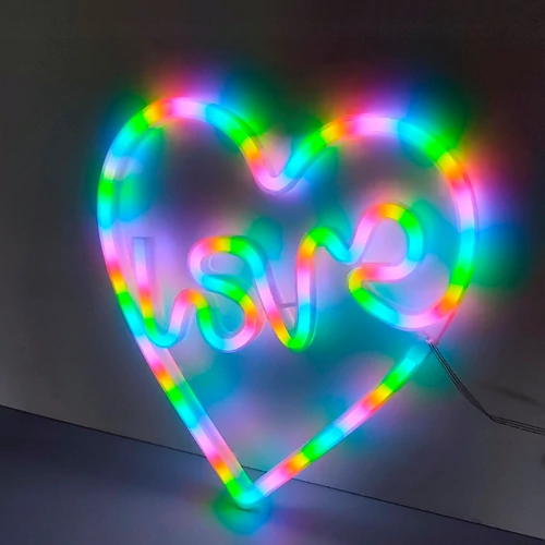 LED световая неоновая панель-вывеска - love, с пультом, многоцветная