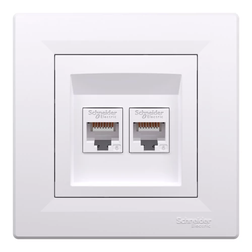 Built-in data 2xRJ45 socket with frame CAT6 UTP, Asfora