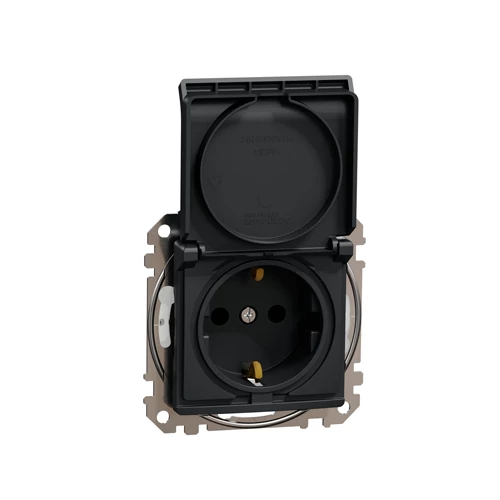 Built-in 1-gang socket grounded with cover, mechanical SEDNA Design