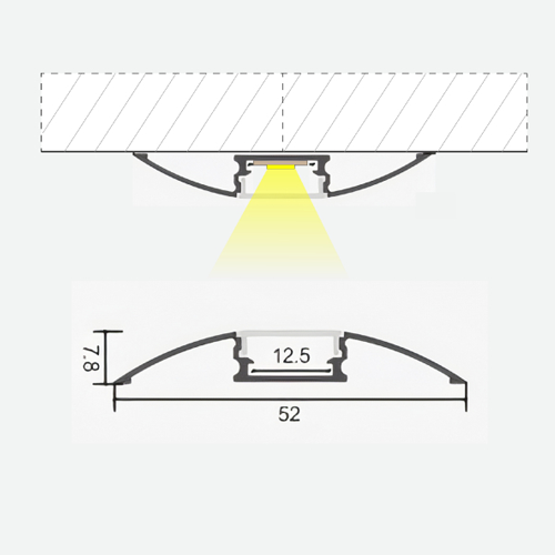 Анодированный алюминиевый профиль для LED ленты HB-52X7.8M
